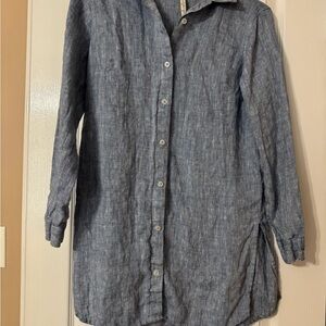 Chambray Blue Linen Button Down Shirt